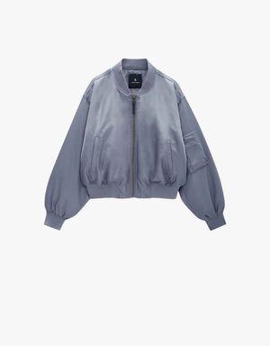Anine Bing Cropped Leon Bomber in Dark Grey