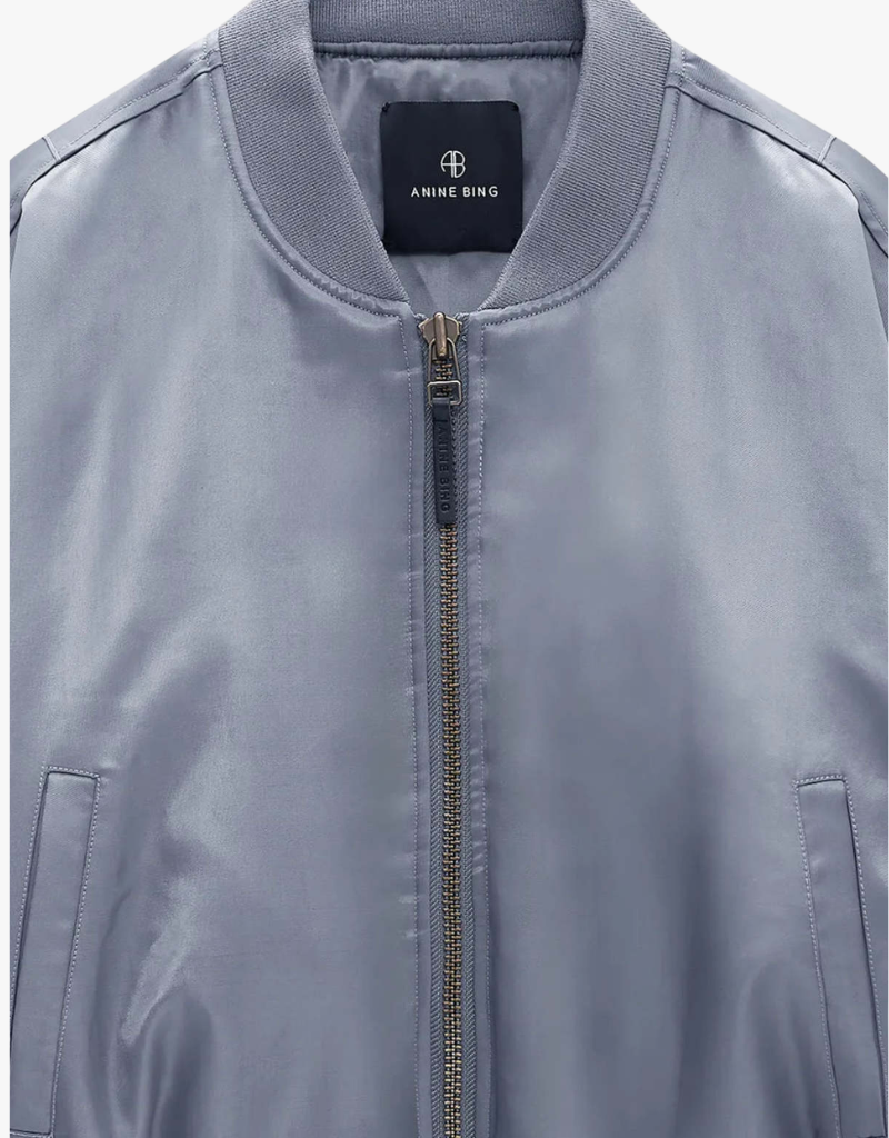 Anine Bing Cropped Leon Bomber in Dark Grey