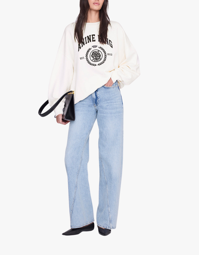 Anine Bing Miles Sweatshirt Collegiate in Cream