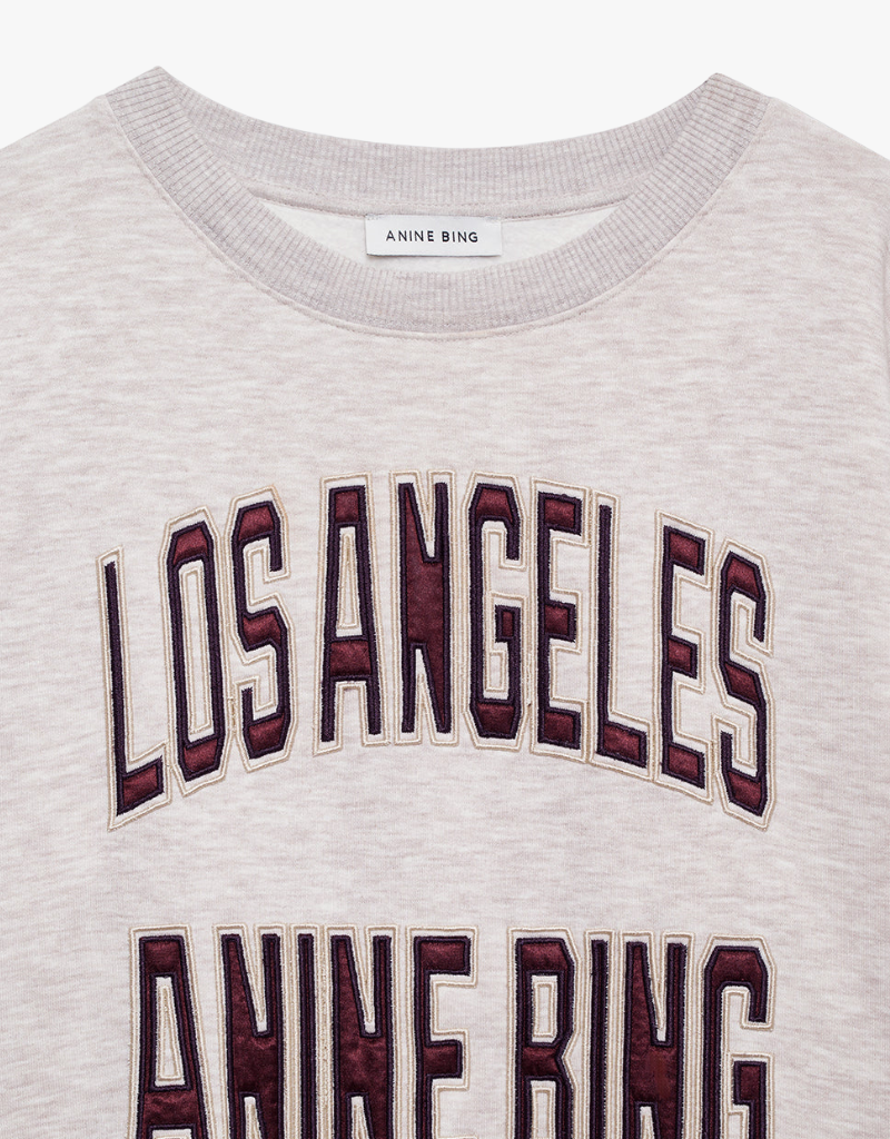 Anine Bing Harry Shrunken Sweatshirt in Oatmeal Melange