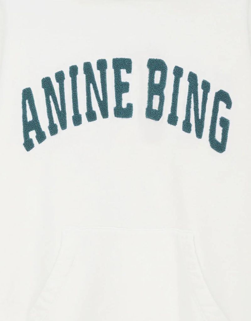 Anine Bing Harvey Sweatshirt in Ivory with Dark Sage