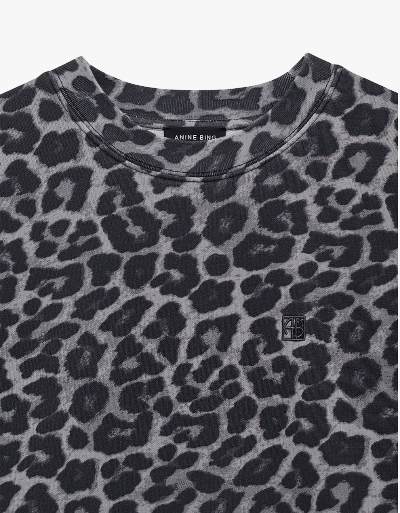 Anine Bing Miles Sweatshirt in Grey Leopard