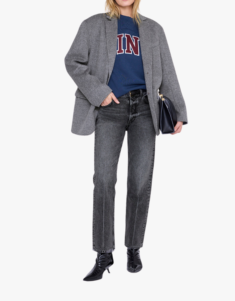 Anine Bing Harry Shrunken Sweatshirt in Vintage Black