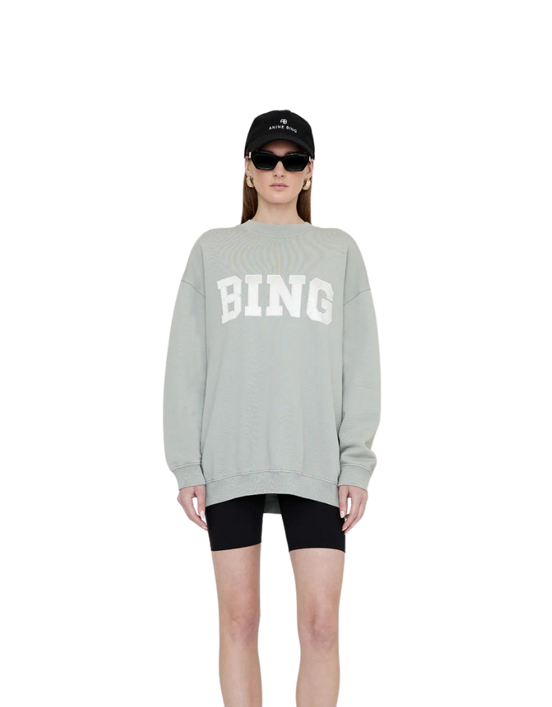 Anine Bing Tyler Sweatshirt Satin Bing in Sage Green