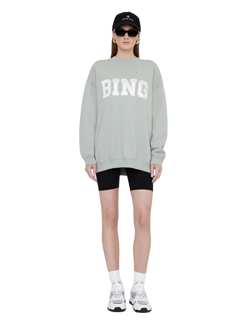 Anine Bing Tyler Sweatshirt Satin Bing in Sage Green