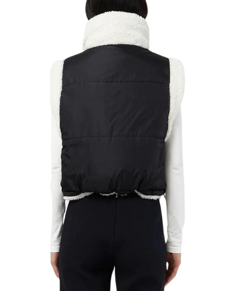 Reversible Shearling Sleeveless Wrap Coat - Luxury Black