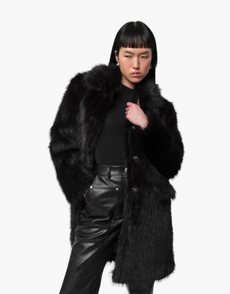 Black Pamela Faux Fur Coat by Apparis Ambiance Boutique