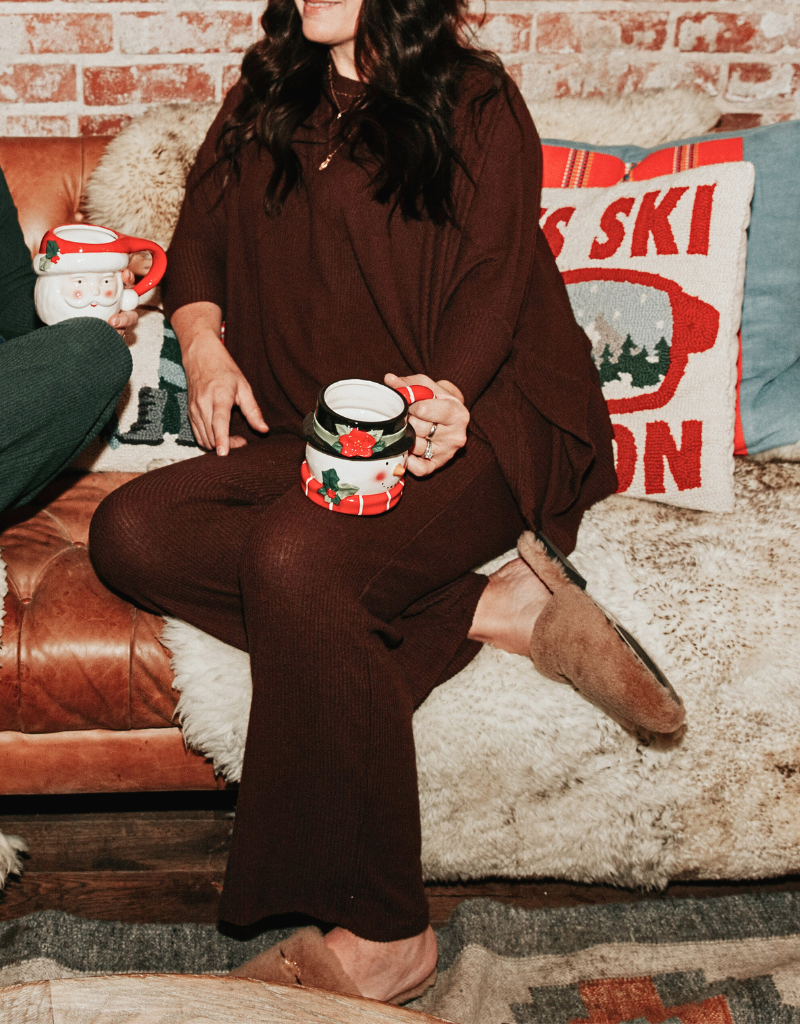 Astrologie Sloane Wide Leg Rib Pants in Chocolate Brown
