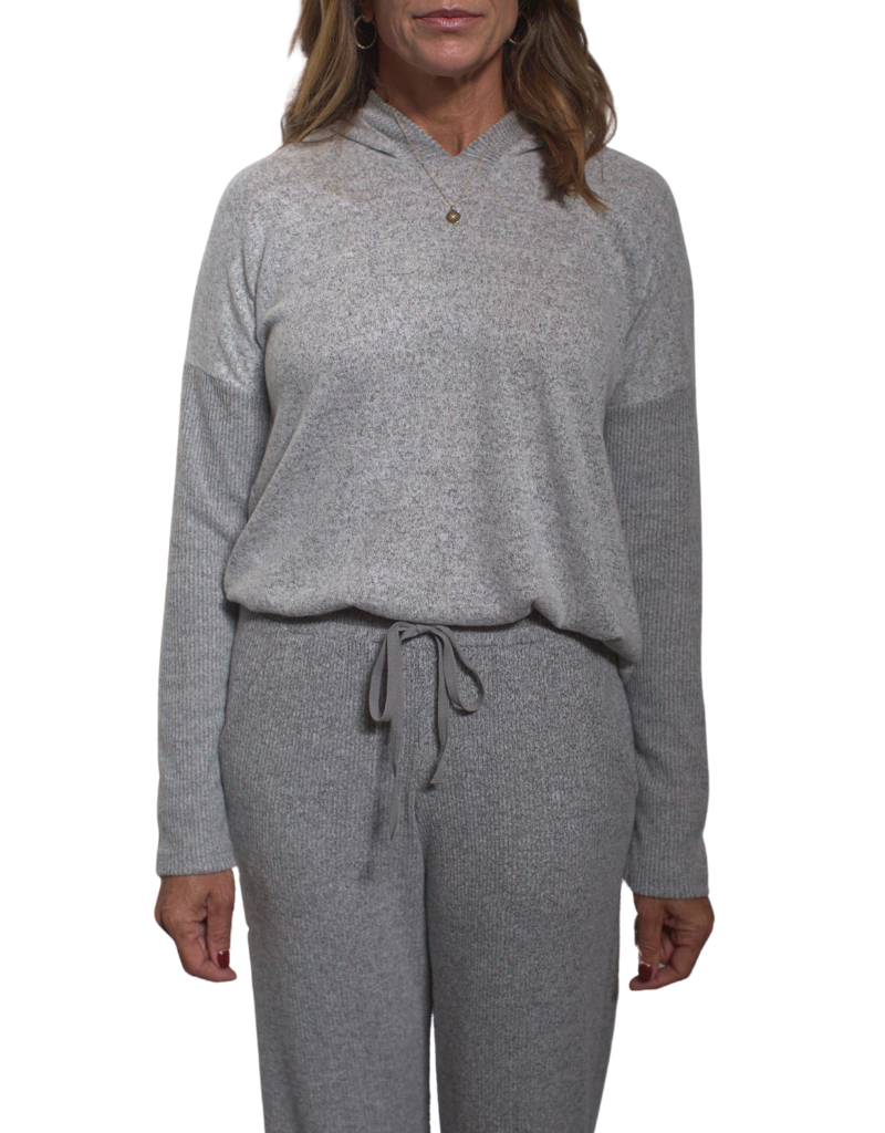 Astrologie Fallon Hooded Pullover Top in Grey Onyx