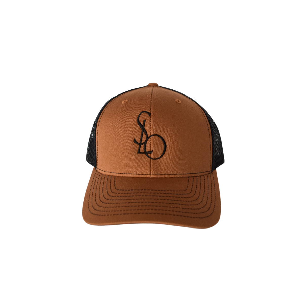 Branded SLO Designer-Inspired Baseball Hat in Caramel & Black