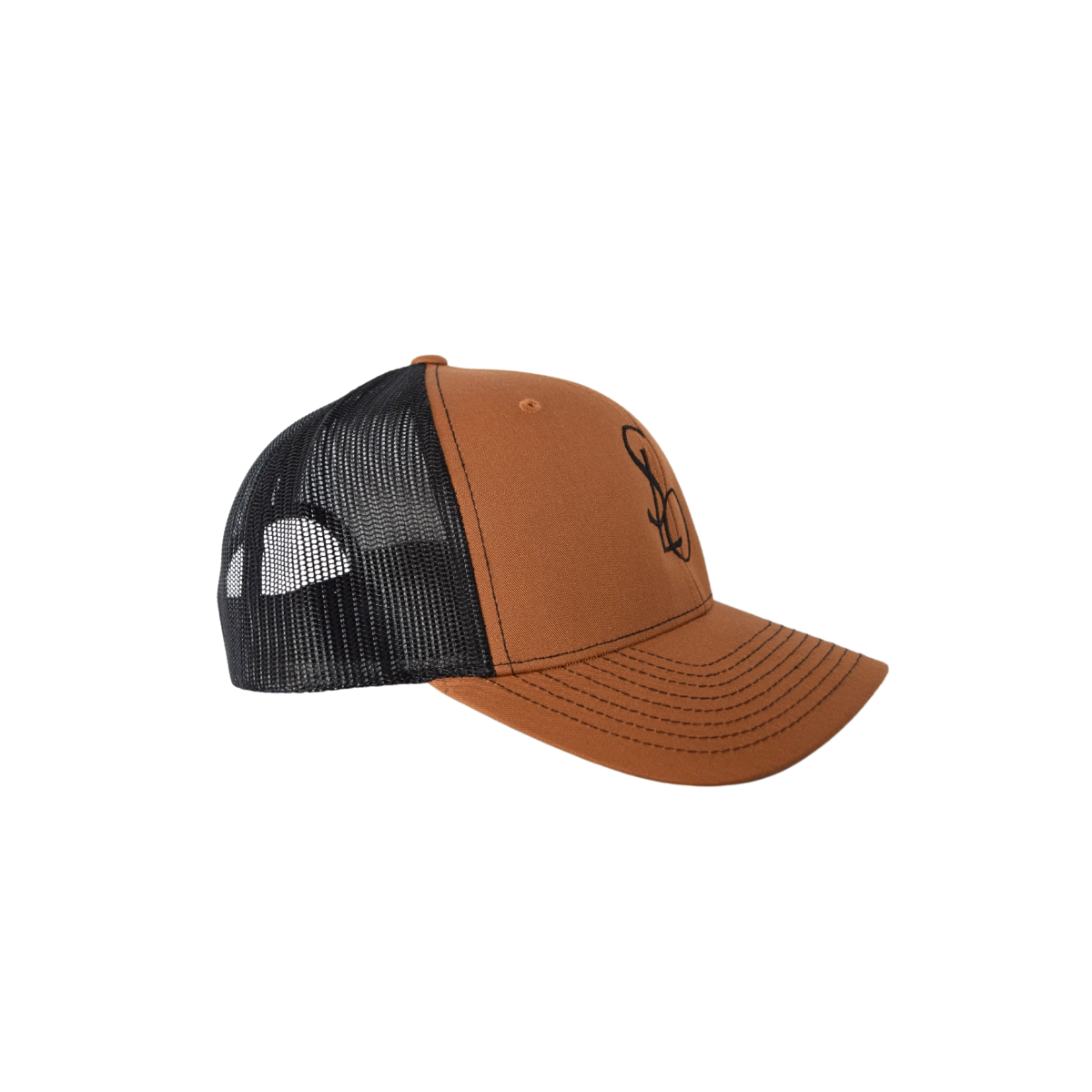 Branded SLO Designer-Inspired Baseball Hat in Caramel & Black