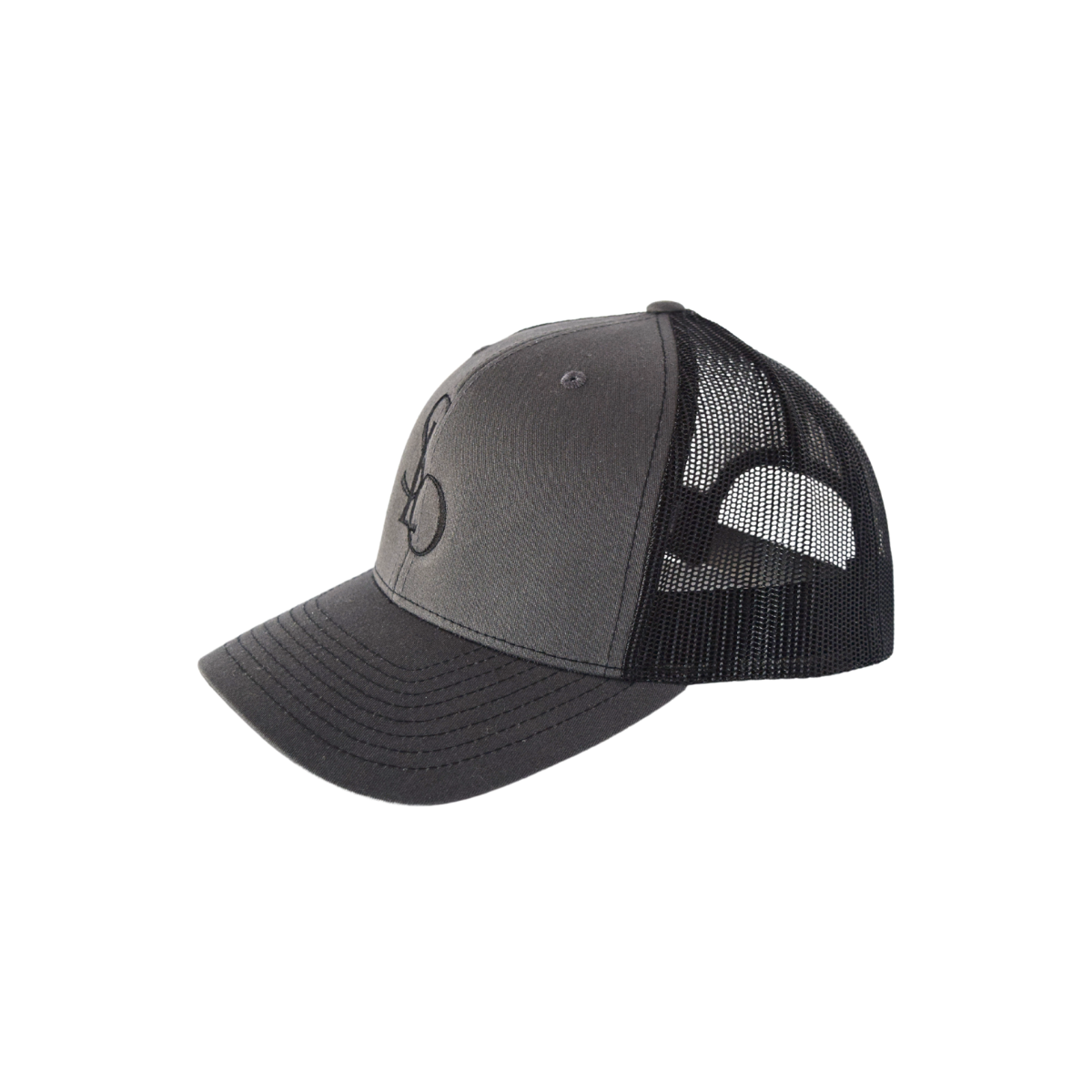 Branded SLO Designer-Inspired Baseball Hat in Charcoal & Black