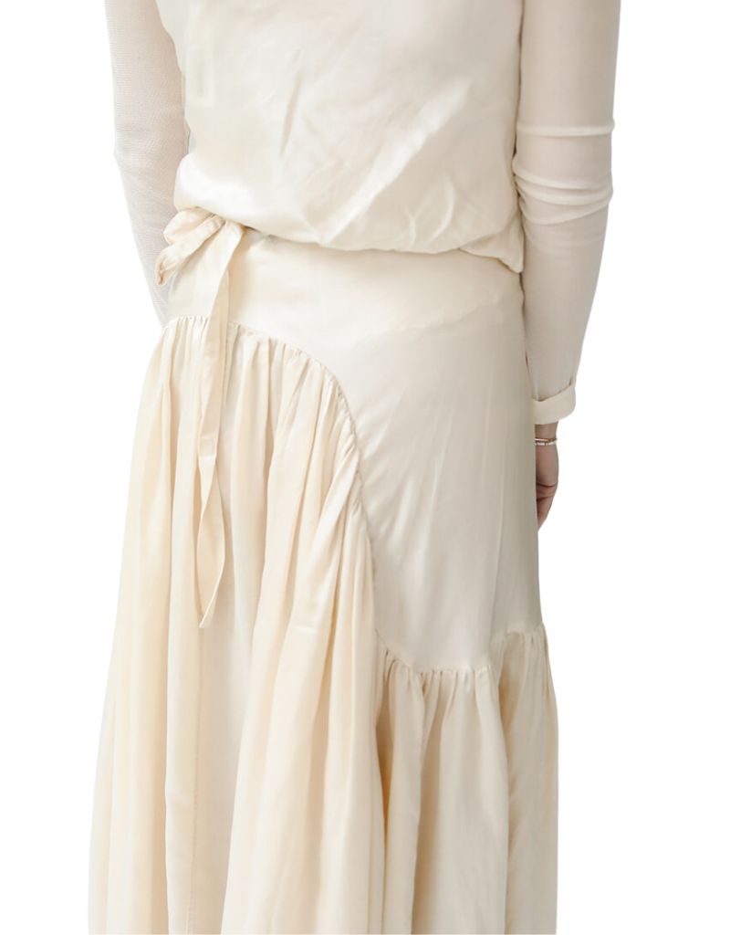 Brazeau Tricot Opera Ruffle Skirt in Tea Dip
