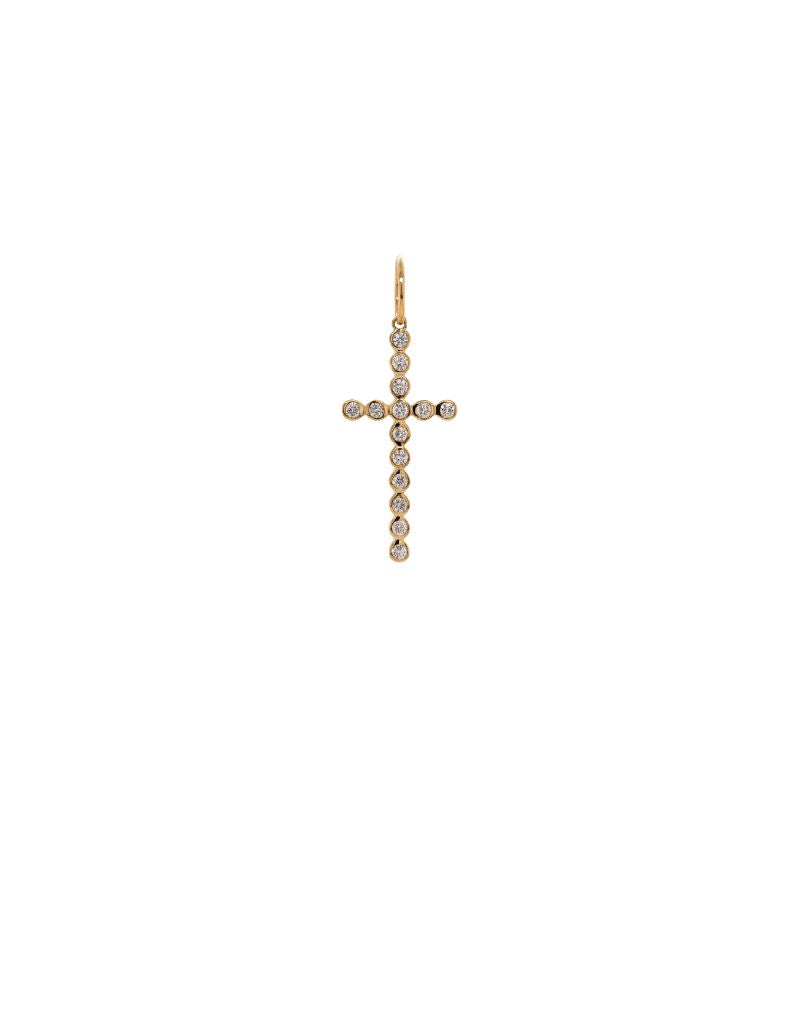Bridget King Bezel-Set Diamond Cross in Yellow Gold