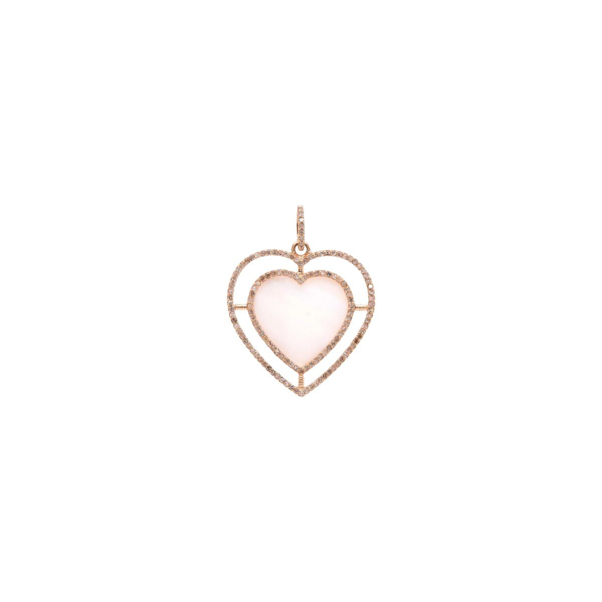 Bridget King Mother-of-Pearl Halo Heart Pendant in Yellow Gold