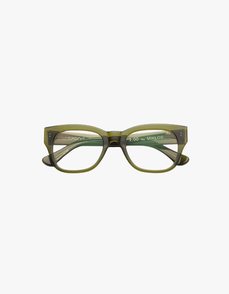 Caddis Miklos Reading Glasses in Heritage Green