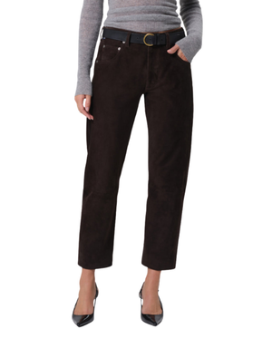 Citizens of Humanity Winslow Boyfriend Suede Pants in Chocolate