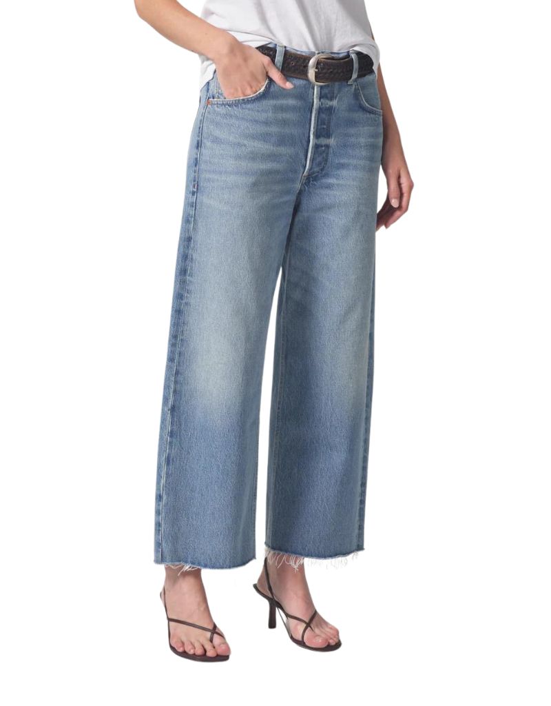 Citizens of Humanity Ayla Raw Hem Cropped Jeans in Sodapop