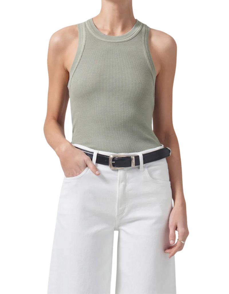 Citizens of Humanity Isabel Rib Tank Top in Spring Moss