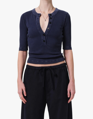 Citizens of Humanity Nali Short Sleeve Henley in Mineral Navy