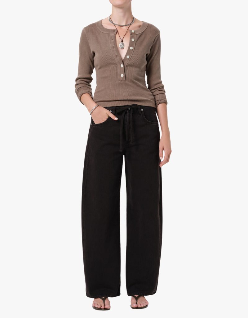 Citizens of Humanity Varra Henley Shirt in Cocoa