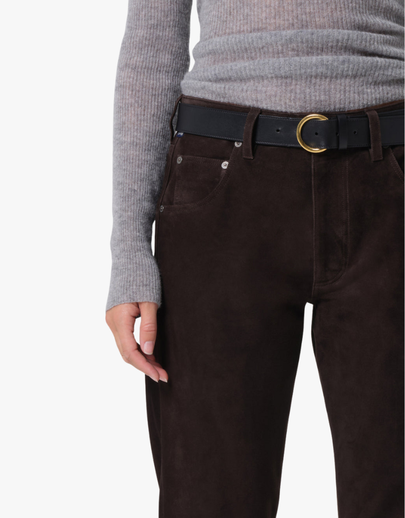 Citizens of Humanity Winslow Boyfriend Suede Pants in Chocolate
