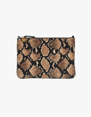 Clare V. Flat Clutch with Tabs - Desert Snake in Tan