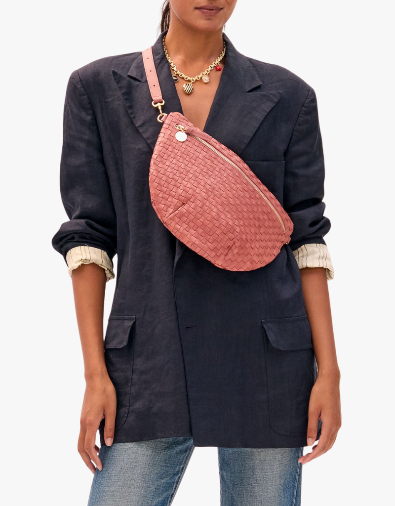 Clare V. Grande Fanny - Woven Checker in Rose Clay