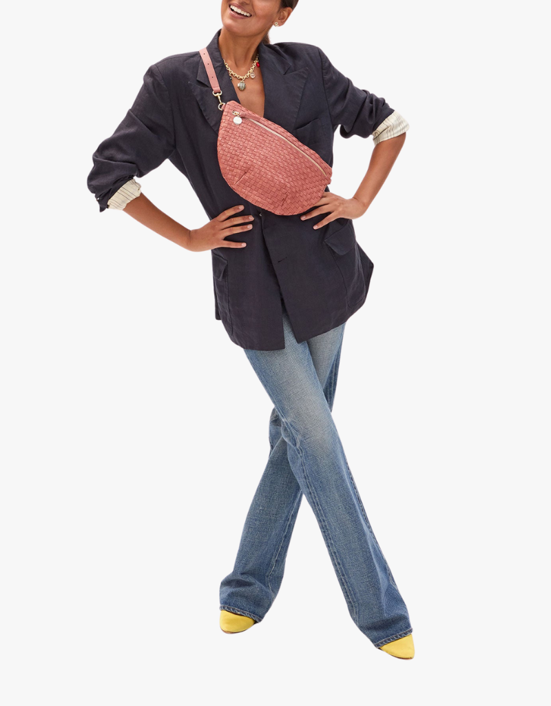 Clare V. Grande Fanny - Woven Checker in Rose Clay