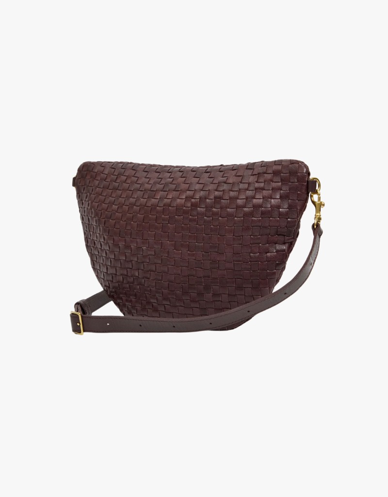 Clare V. Grande Fanny in Tobacco Woven Checker