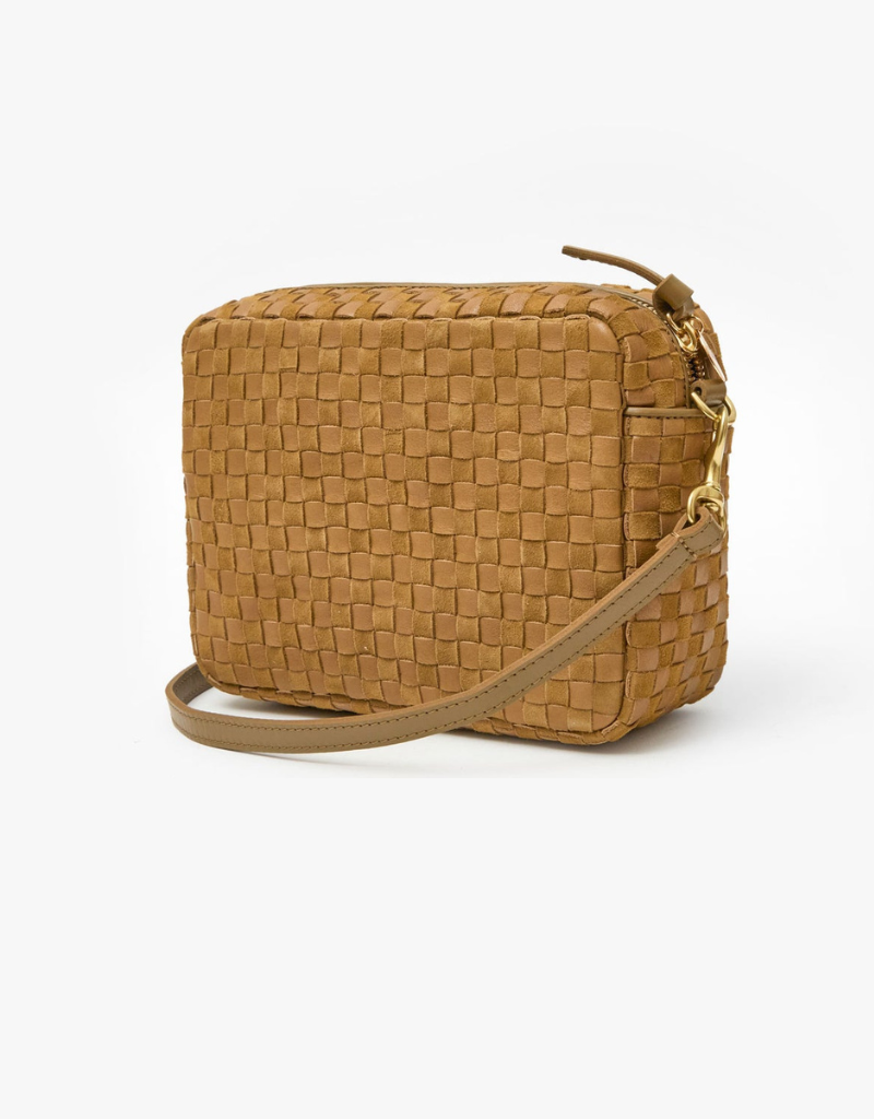 Clare V. Midi Sac - Leather & Suede Woven Checker in Sequoia