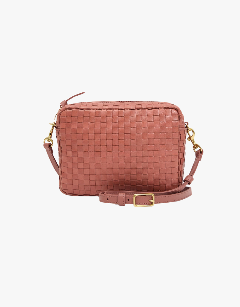 Clare V. Midi Sac - Woven Checker in Rose Clay