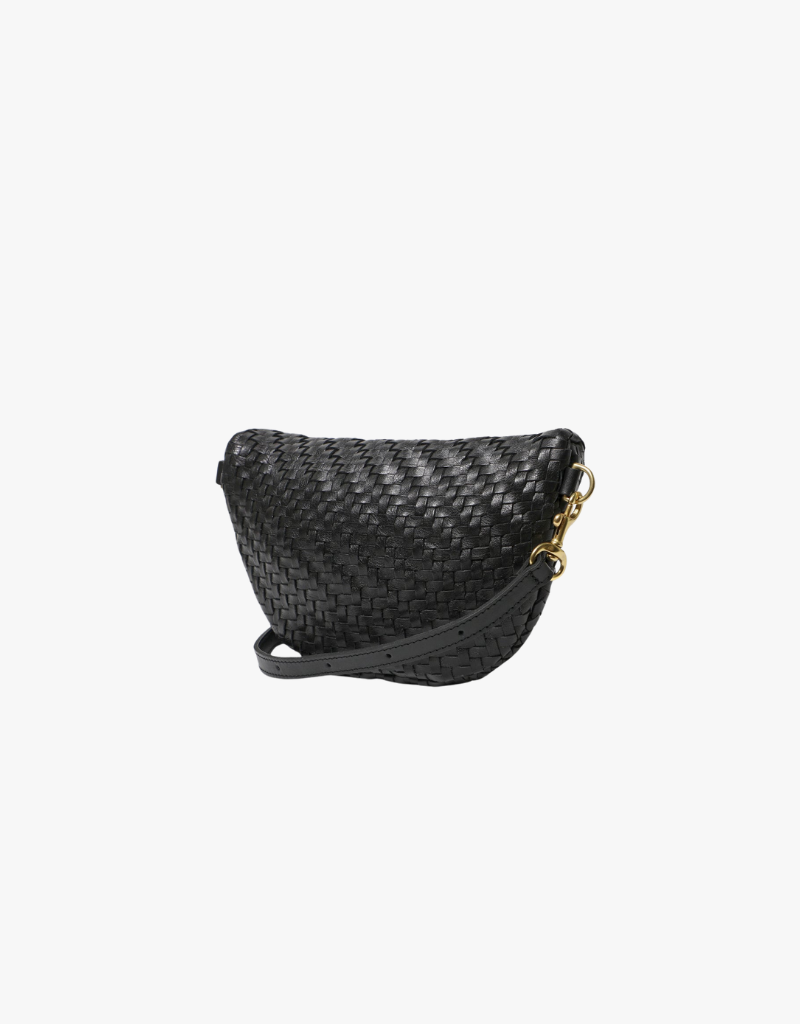 Clare V. Petite Fanny in Black Woven Zig Zag
