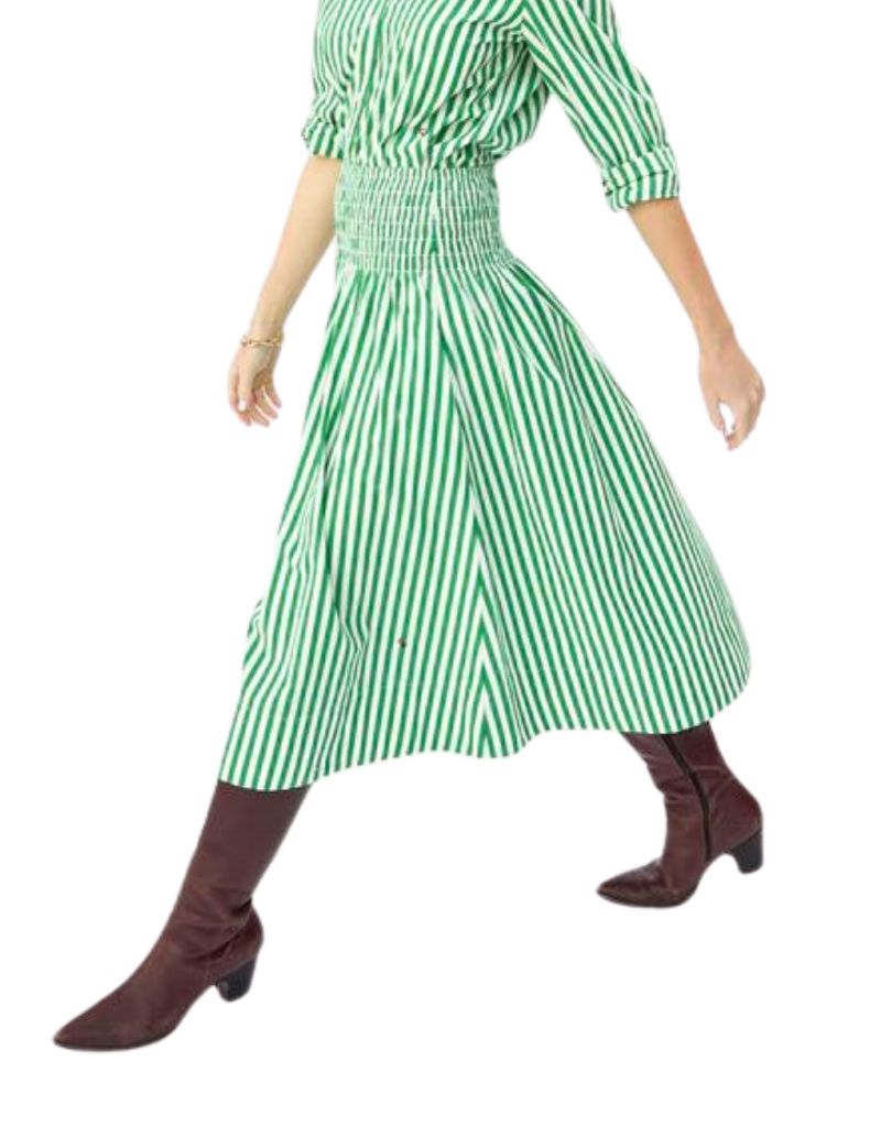 Clare V. Zoe Skirt in Green & Cream Stripe