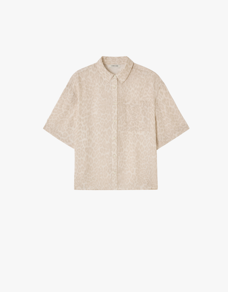 Anine Bing Coco Shirt in Washed White Leopard