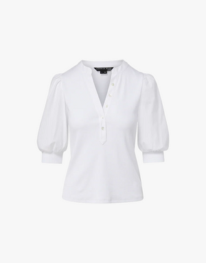 Veronica Beard Coralee Puff-Sleeve Tee in White