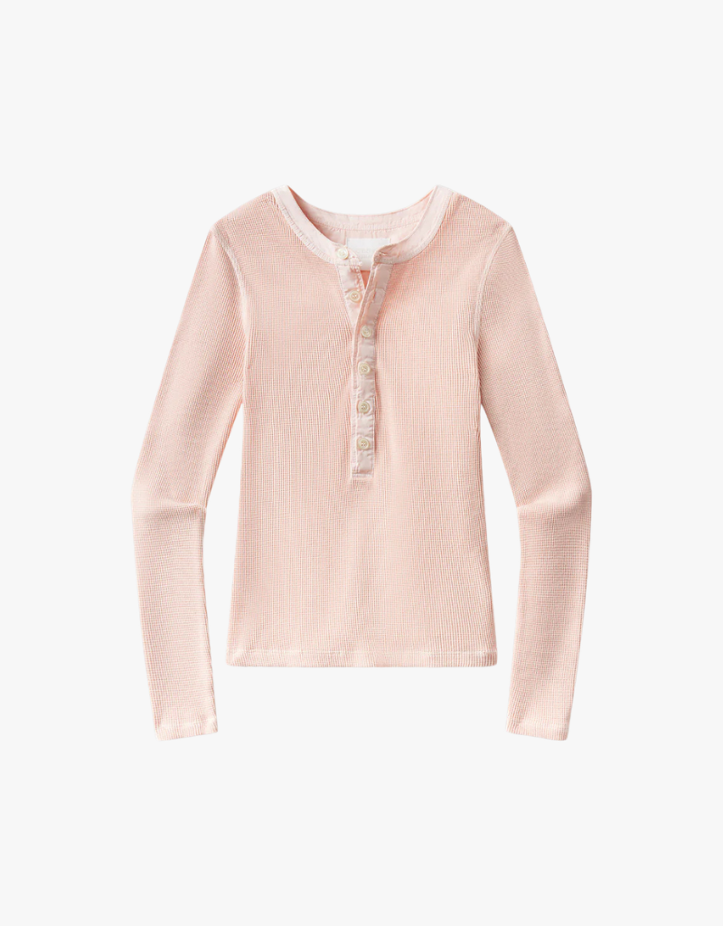 Citizens of Humanity Drea Waffle Henley in Melon Creme
