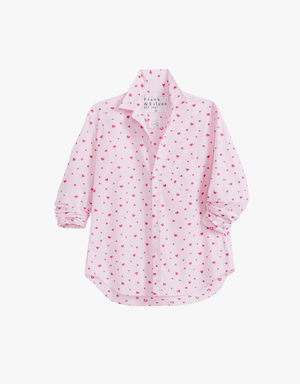 Frank & Eileen "Eileen" Relaxed Button Up Shirt in Pink Stripe Hearts