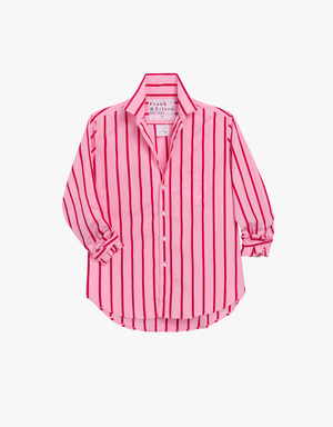 Frank & Eileen "Eileen" Relaxed Button Up Shirt in Pink & Red Stripe