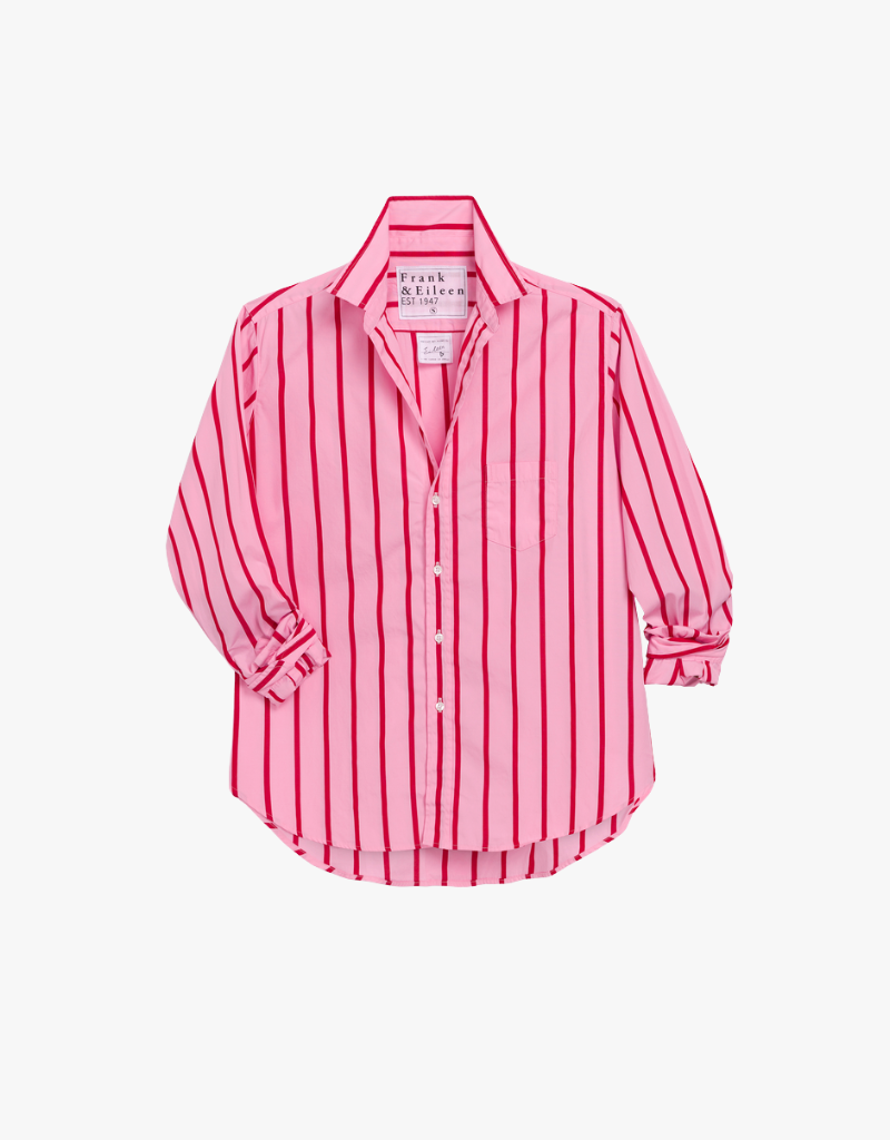 Frank & Eileen "Eileen" Relaxed Button Up Shirt in Pink & Red Stripe