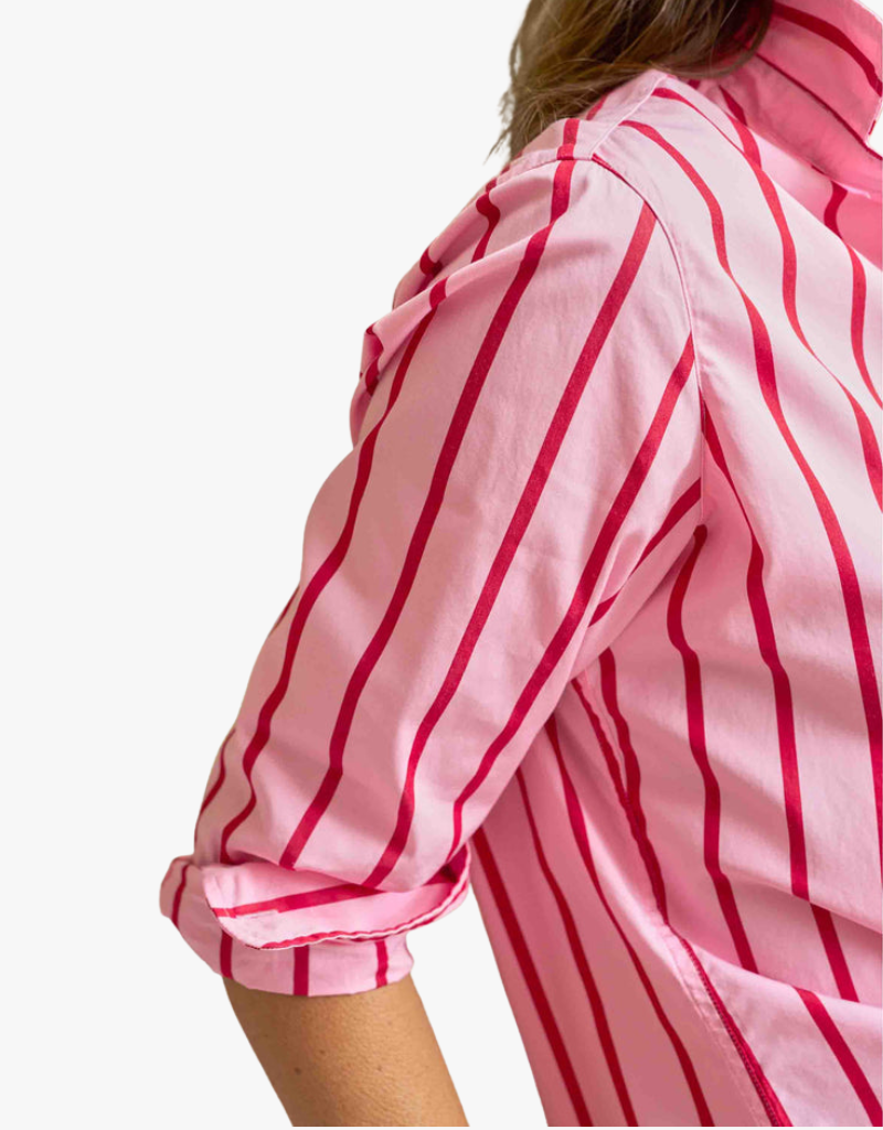 Frank & Eileen "Eileen" Relaxed Button Up Shirt in Pink & Red Stripe