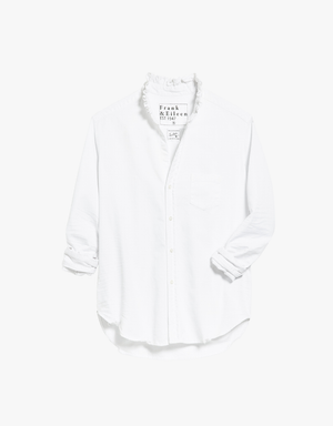 Frank & Eileen "Eileen" Ruffle Relaxed Button Up Shirt in White