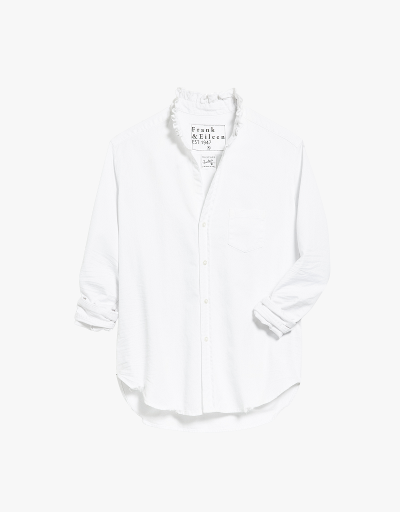 Frank & Eileen "Eileen" Ruffle Relaxed Button Up Shirt in White