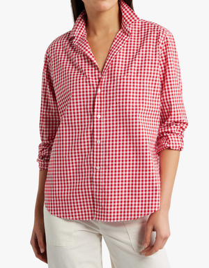 Frank & Eileen Eileen Relaxed Button-Up Shirt in Red White Check