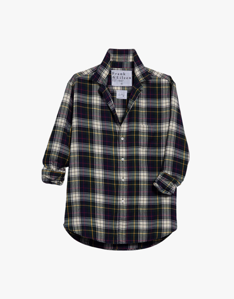 Frank & Eileen "Eileen" Relaxed Button-Up Shirt in Navy and Green with Yellow Plaid (Italian Cotton)
