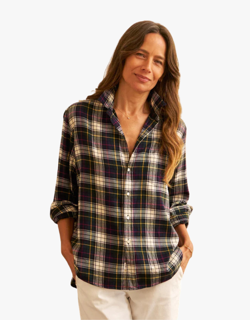 Frank & Eileen "Eileen" Relaxed Button-Up Shirt in Navy and Green with Yellow Plaid (Italian Cotton)