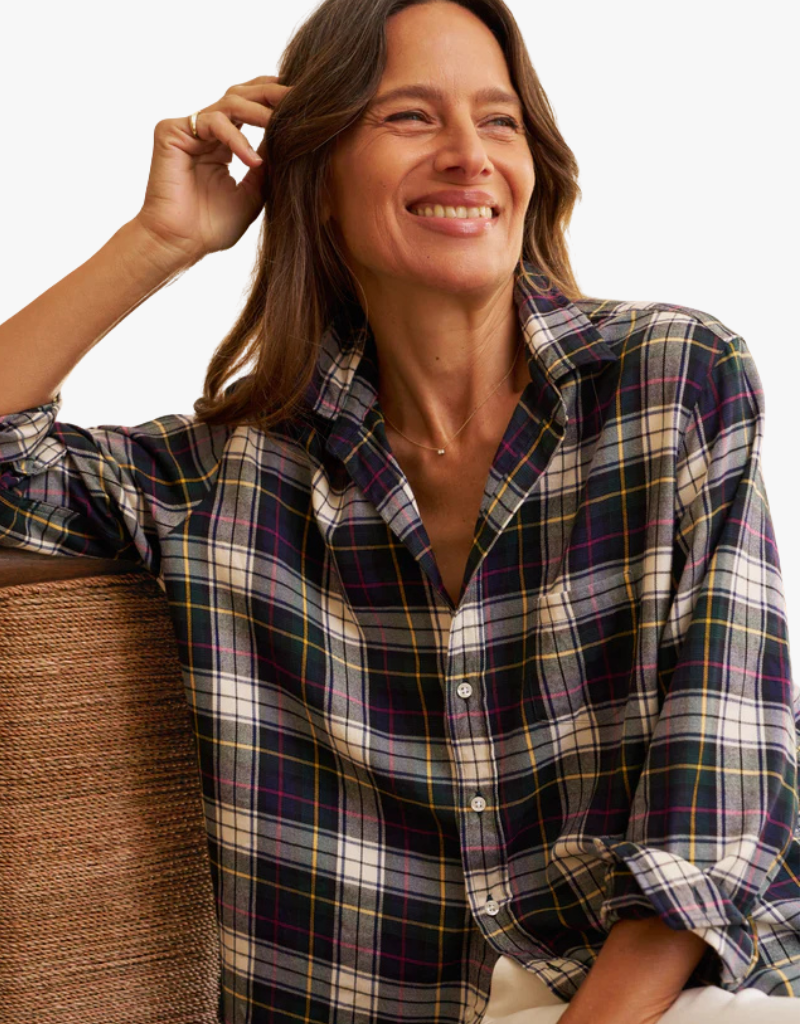Frank & Eileen "Eileen" Relaxed Button-Up Shirt in Navy and Green with Yellow Plaid (Italian Cotton)
