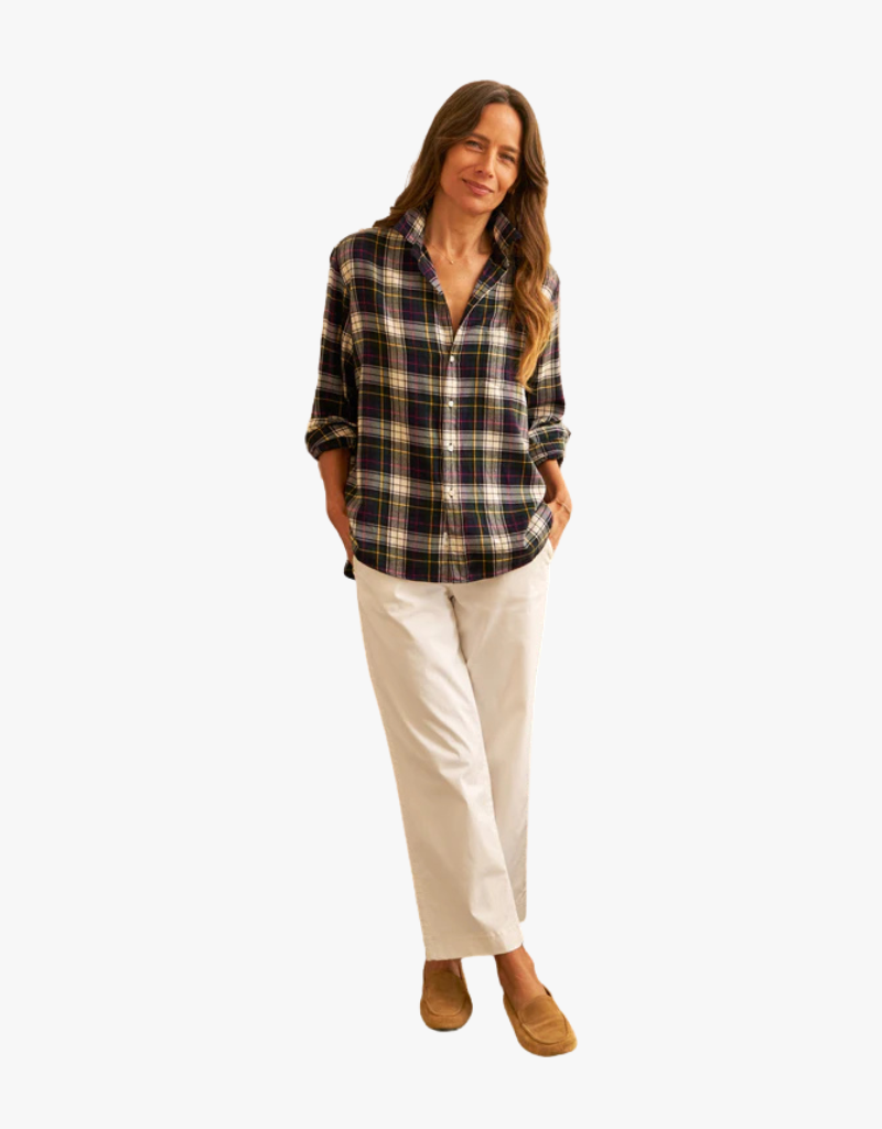 Frank & Eileen "Eileen" Relaxed Button-Up Shirt in Navy and Green with Yellow Plaid (Italian Cotton)