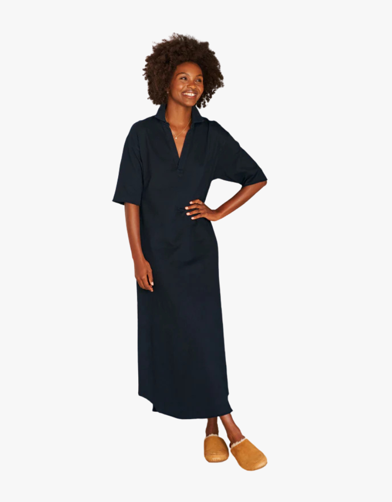 Frank & Eileen Emma Henley Short Sleeve Maxi Dress in British Royal Navy (Heritage Jersey)