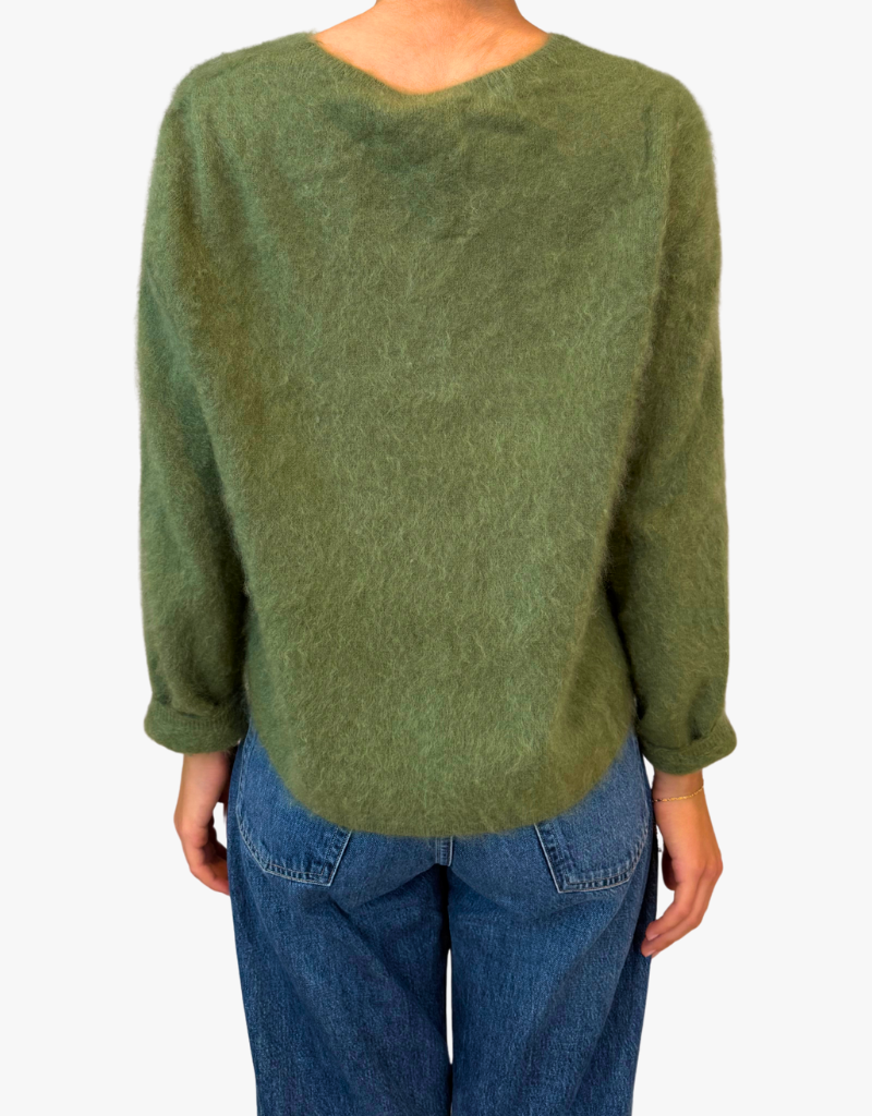 Estheme Sofia Brushed Cashmere Sweater in Militaire